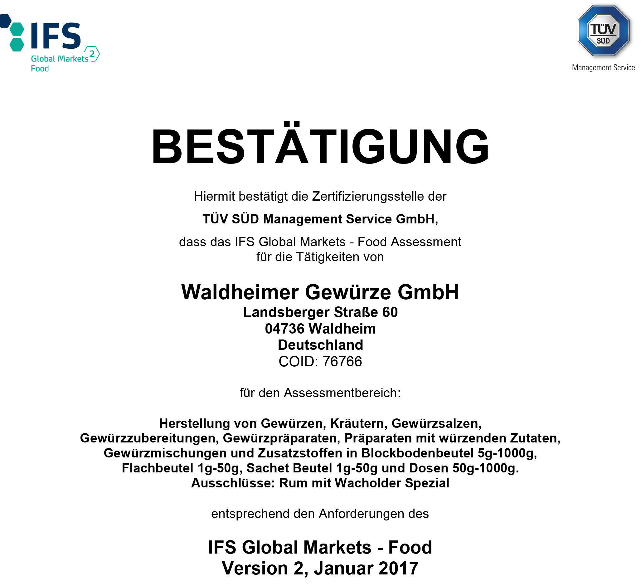 IFS Zertifikat